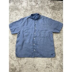 Tommy Bahama Relax Shirt Mens 2XB Blue 100% Linen Short Sleeve Button Front